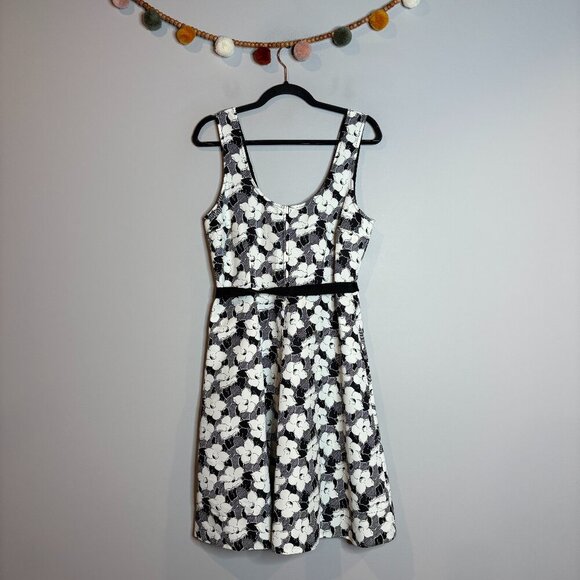 Anthropologie Tracy Reese black and white floral A-Line dress - Picture 2 of 7